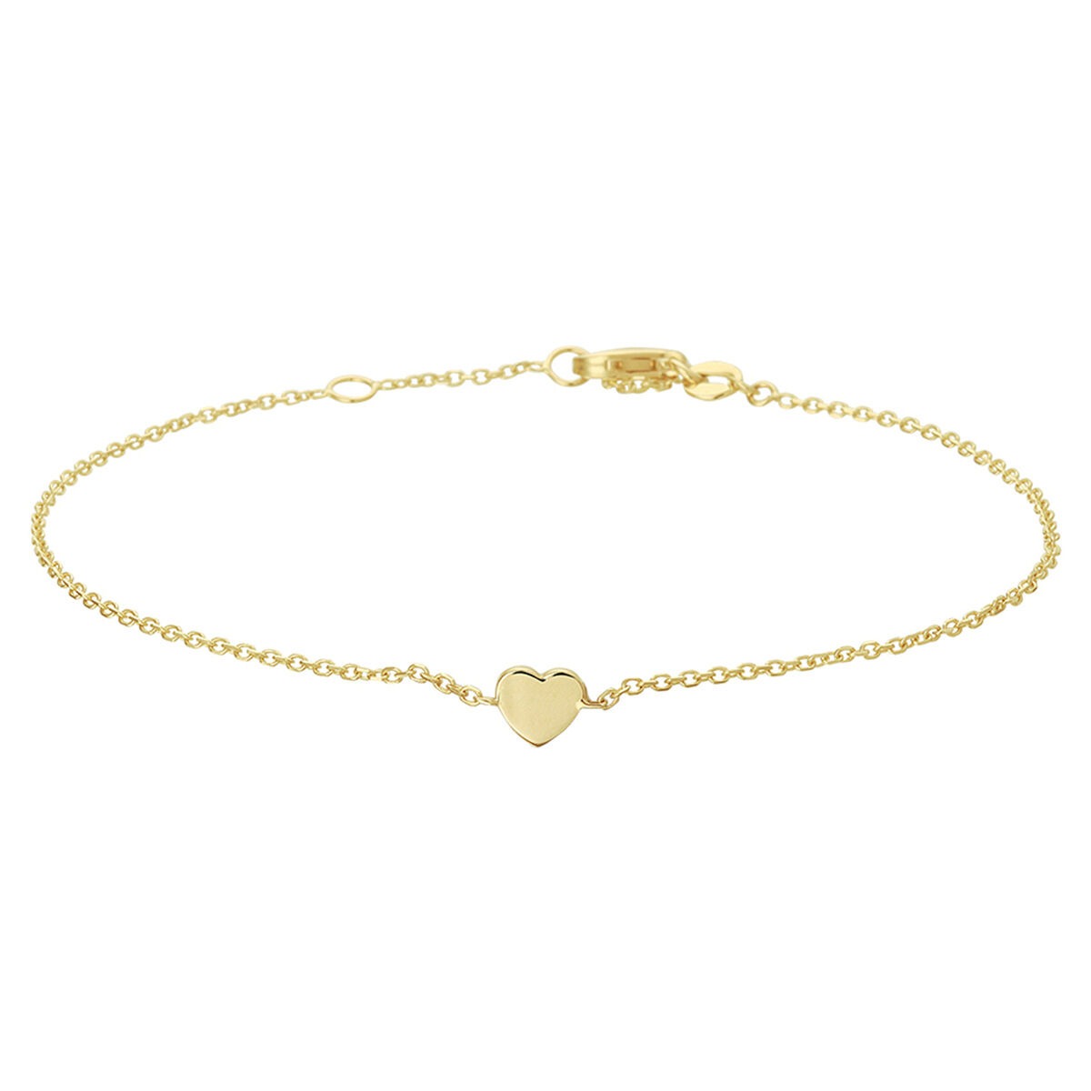14k gelbgoldene Armband mit Herzanhänger und feiner Gliederkette