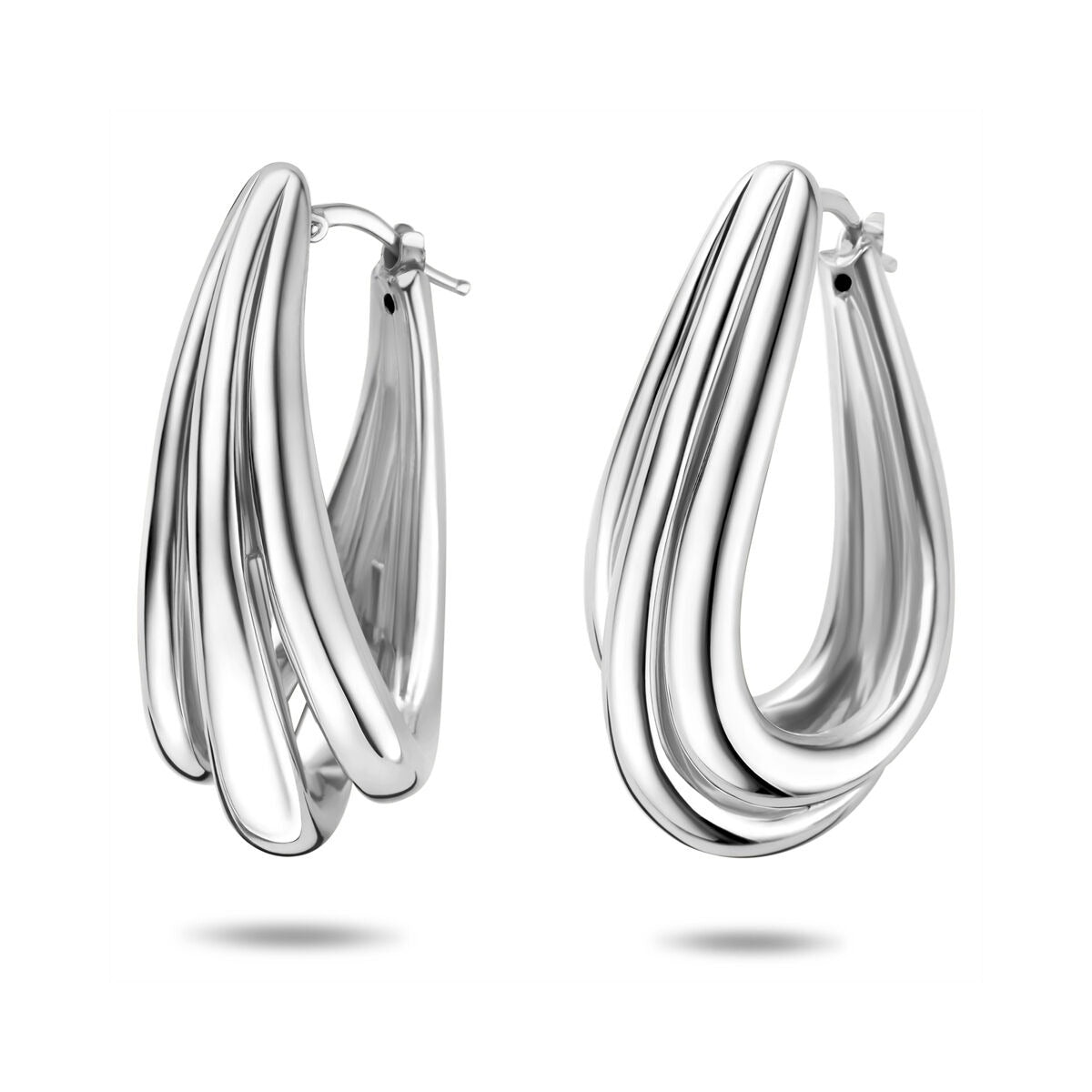 Gerhodinierte 925 Silberne Ohrringe in tropfenförmigem Design, 42 x 16,5 mm