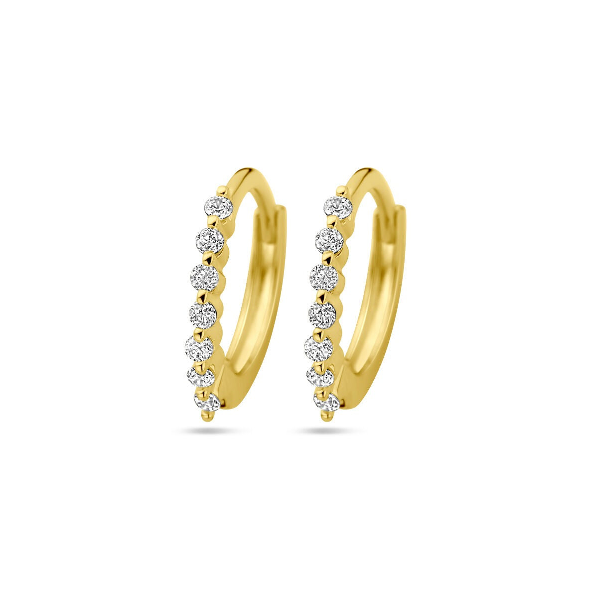 Vergoldete Silberklappohrringe für Damen aus 925 Silber mit Zirkonia, 13 mm Durchmesser
