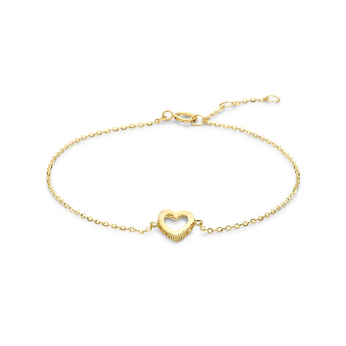 Armband aus 9k Gelbgold mit herzförmigem Anhänger und feiner Kettengliederung