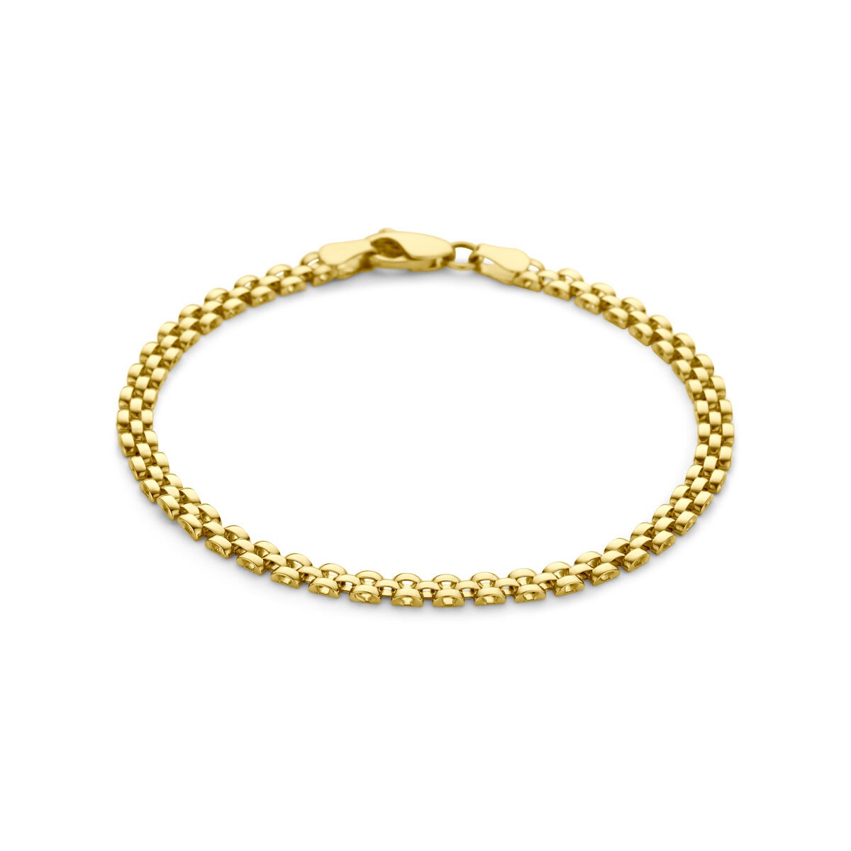 Armband aus 9-karätigem Gelbgold mit Panterschaltung und einer Länge von 18,5 cm