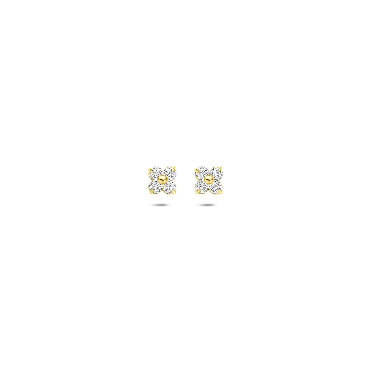9k gelbgoldene Ohrstecker in Blumenform mit Zirkonia-Steinen
