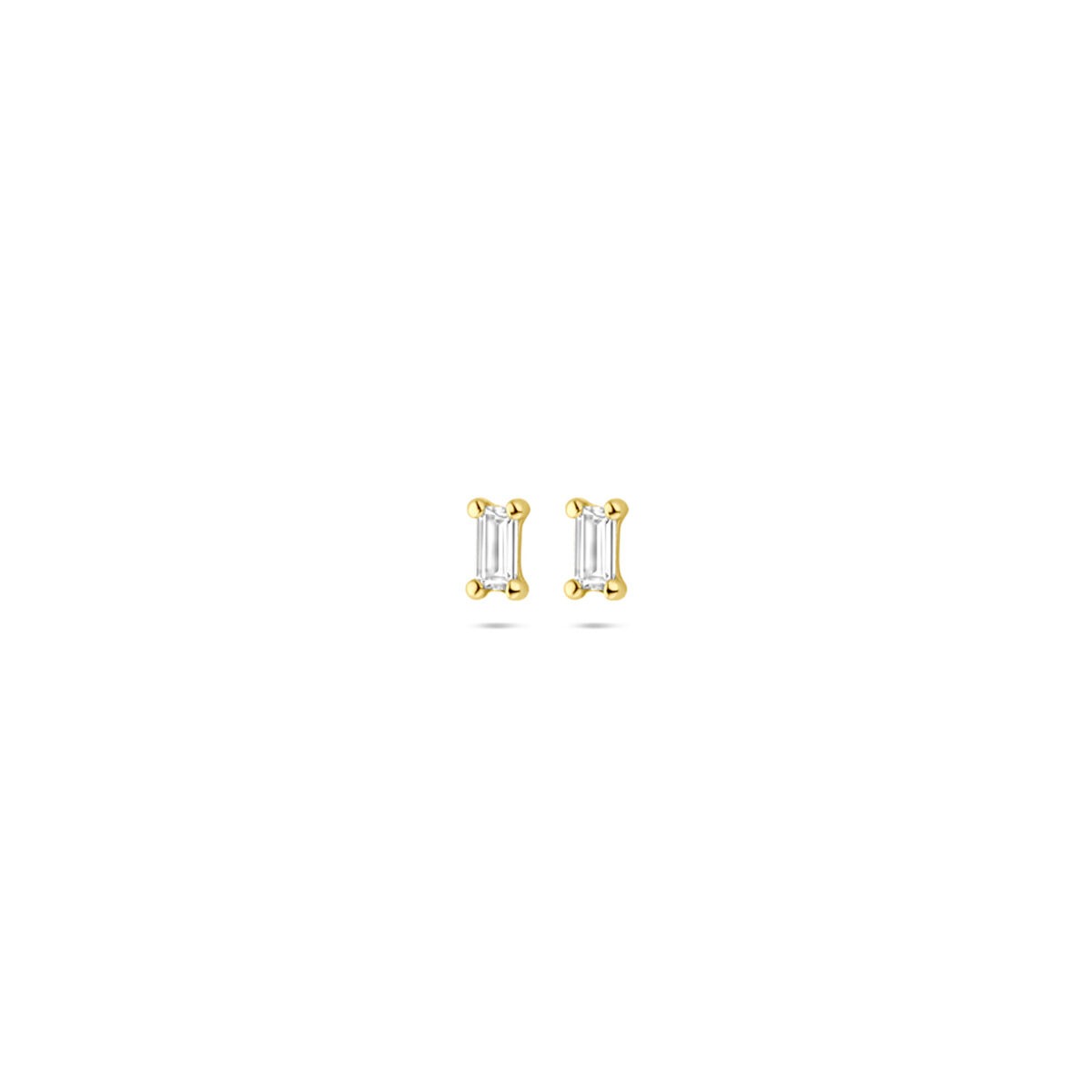 14k goldene Ohrstecker mit Zirkonia in rechteckiger Form