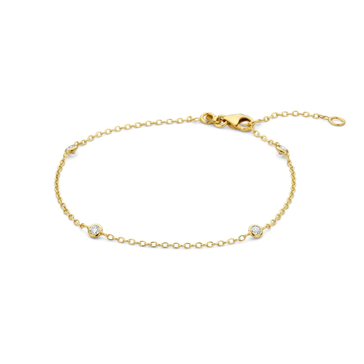 Armband aus 14k Gelbgold mit Zirkonia und Ankerkettengliedern