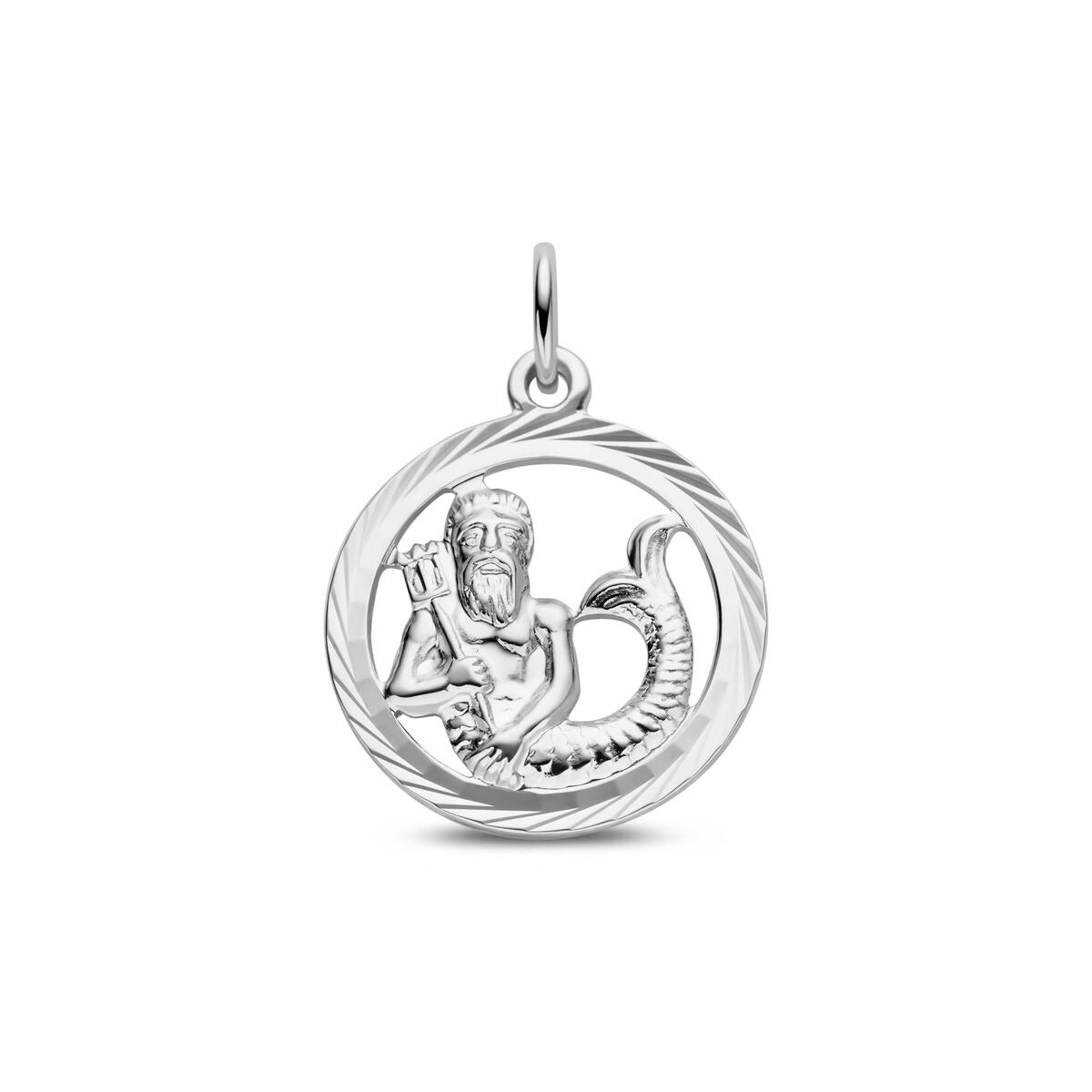 Gerhodinierter 925 Silber Anhänger mit Sternzeichen-Motiv und feiner, gedrehter Umrandung