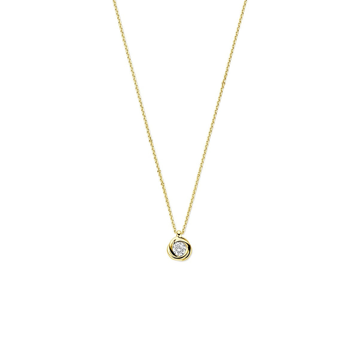 Goldenes Collier aus 14k mit Zirkonia und Jasseron-Gliedern