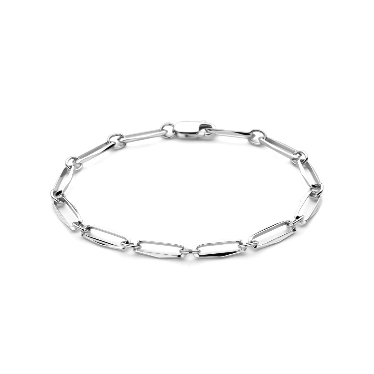 Armband aus rhodiniertem 925 Silber mit ovalen Gliedern und einer Breite von 4,5 mm