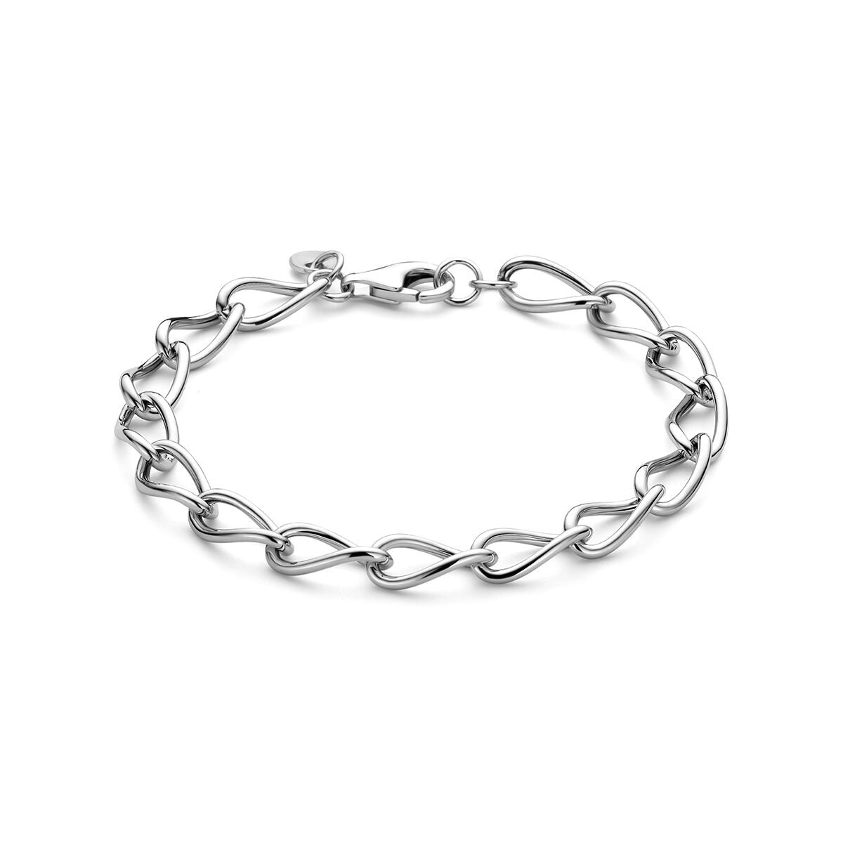 Ankerarmband aus rhodiniertem 925 Silber mit geschwungenen Gliedern