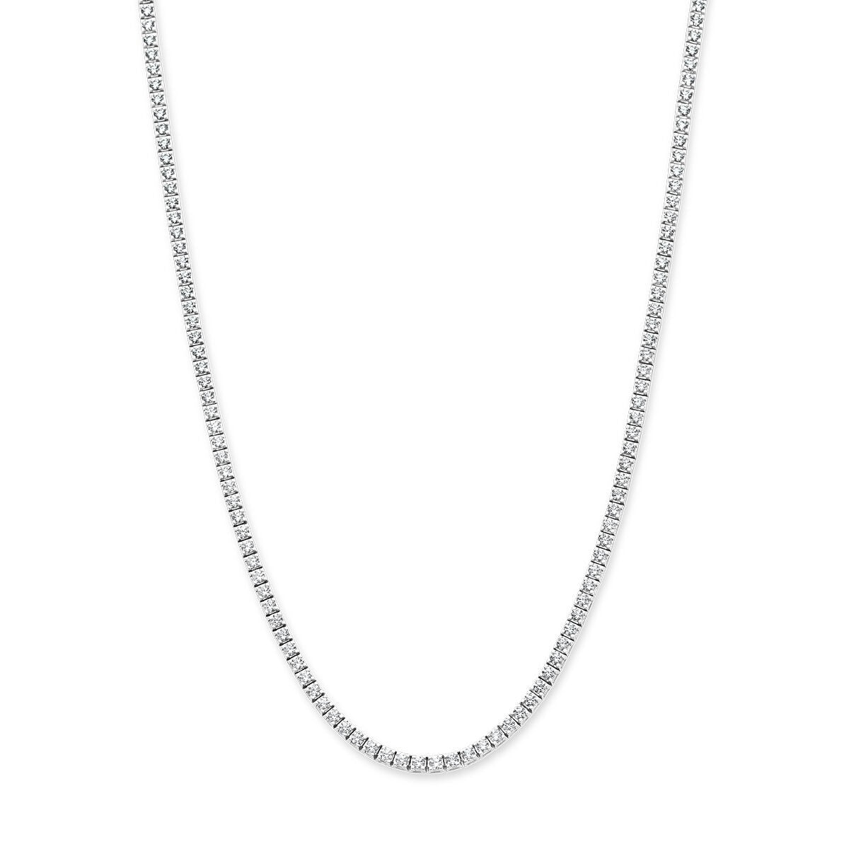 14k Weißgold Tennis-Collier mit lab-grown Diamanten, 5,00 ct, glitzernde Steine in gleichmäßiger Anordnung