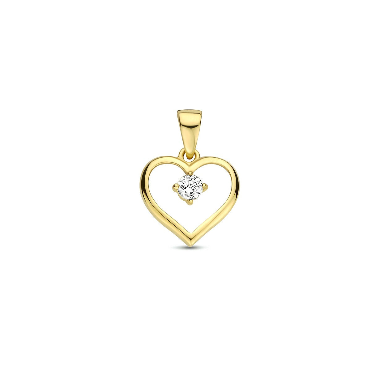 Hänger aus 9k Gelbgold in Herzform mit Zirkonia im Zentrum