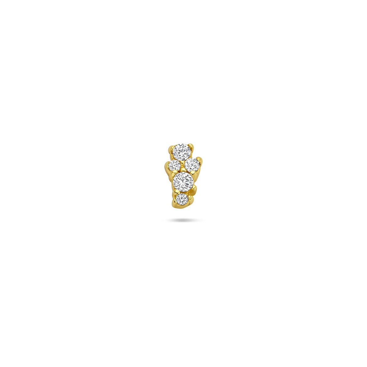 Vergoldeter 925 Silber Flat Back Piercing mit drei klaren Zirkonia-Steinen