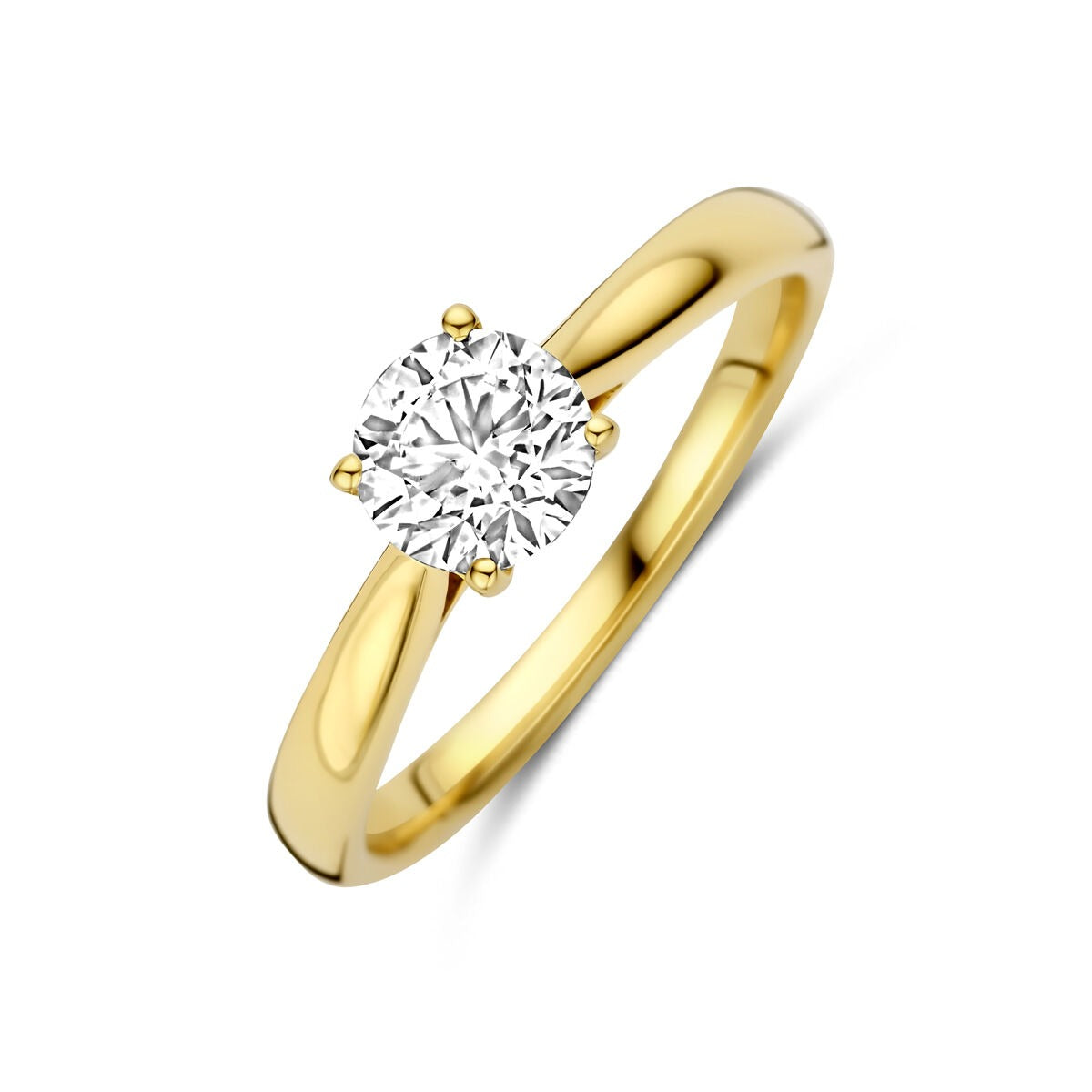 Ring aus 14k Gelbgold mit rundem, lab-grown Diamanten von 0,75 ct