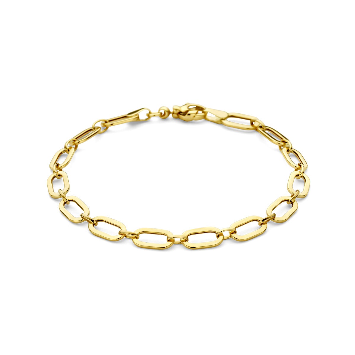 9k Gelbgoldene Anker-Schlüsselarmband für Damen mit ovalen Gliedern