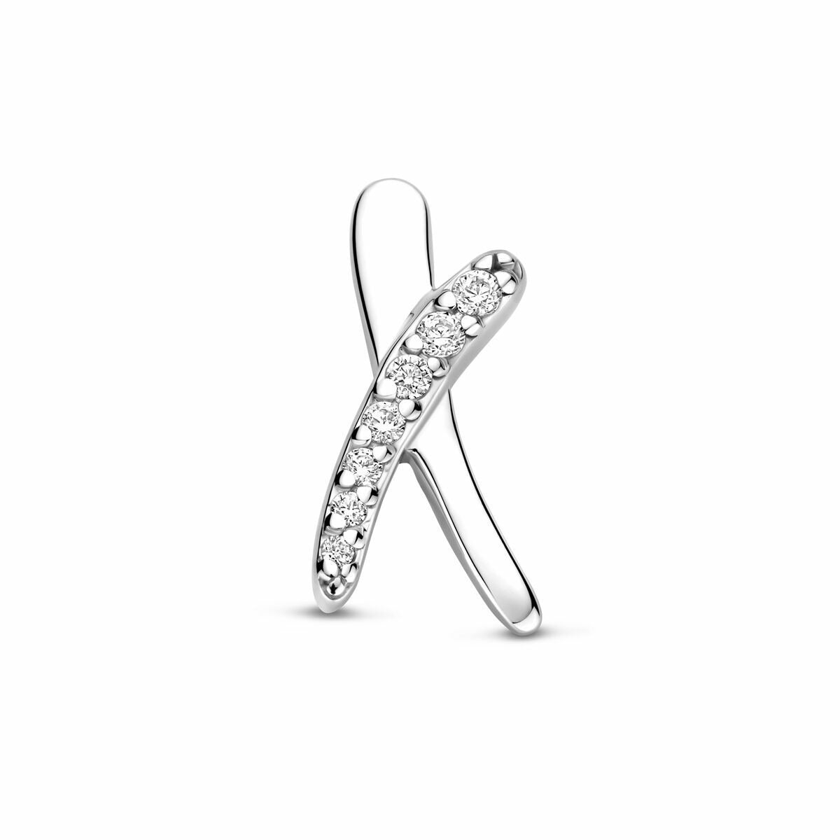 Silberner Anhänger für Damen mit Zirkonia in Pavé-Setting, 15 mm lang