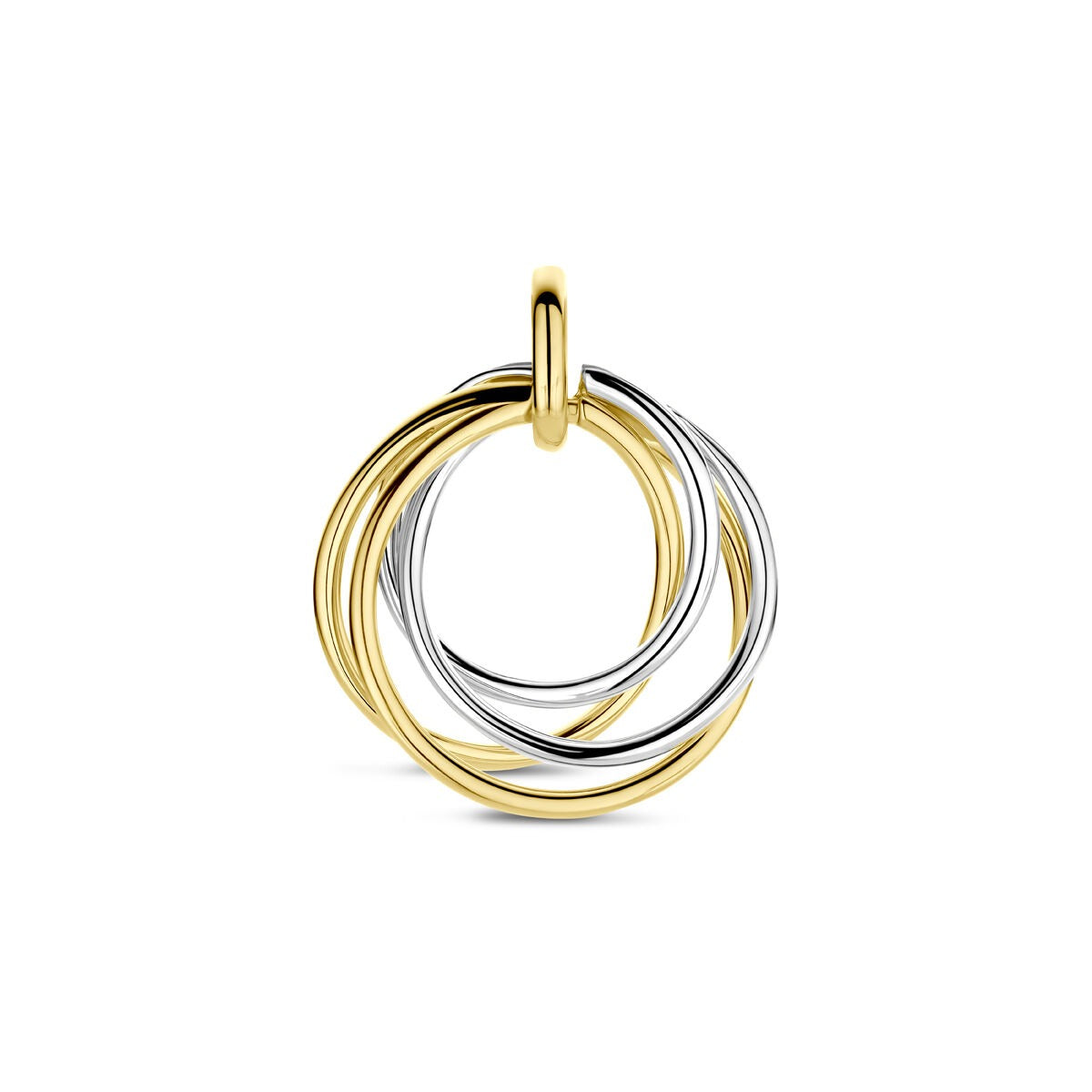 Bicolor Anhänger aus 14 Karat Gelb- und Weißgold mit einem Durchmesser von 21 mm