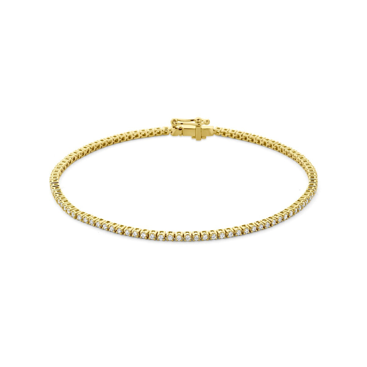 14k Goldenes Tennisarmband mit lab-grown Diamanten und feiner Gliederkette