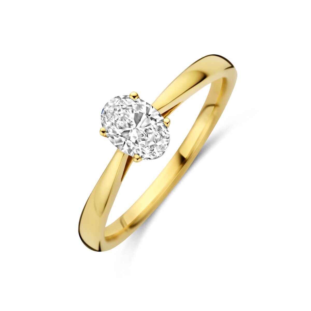 Ring aus 14k Gelbgold mit ovalem 0,50 ct lab-grown Diamanten