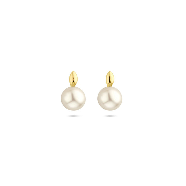14k geelgouden oorknoppen met parel