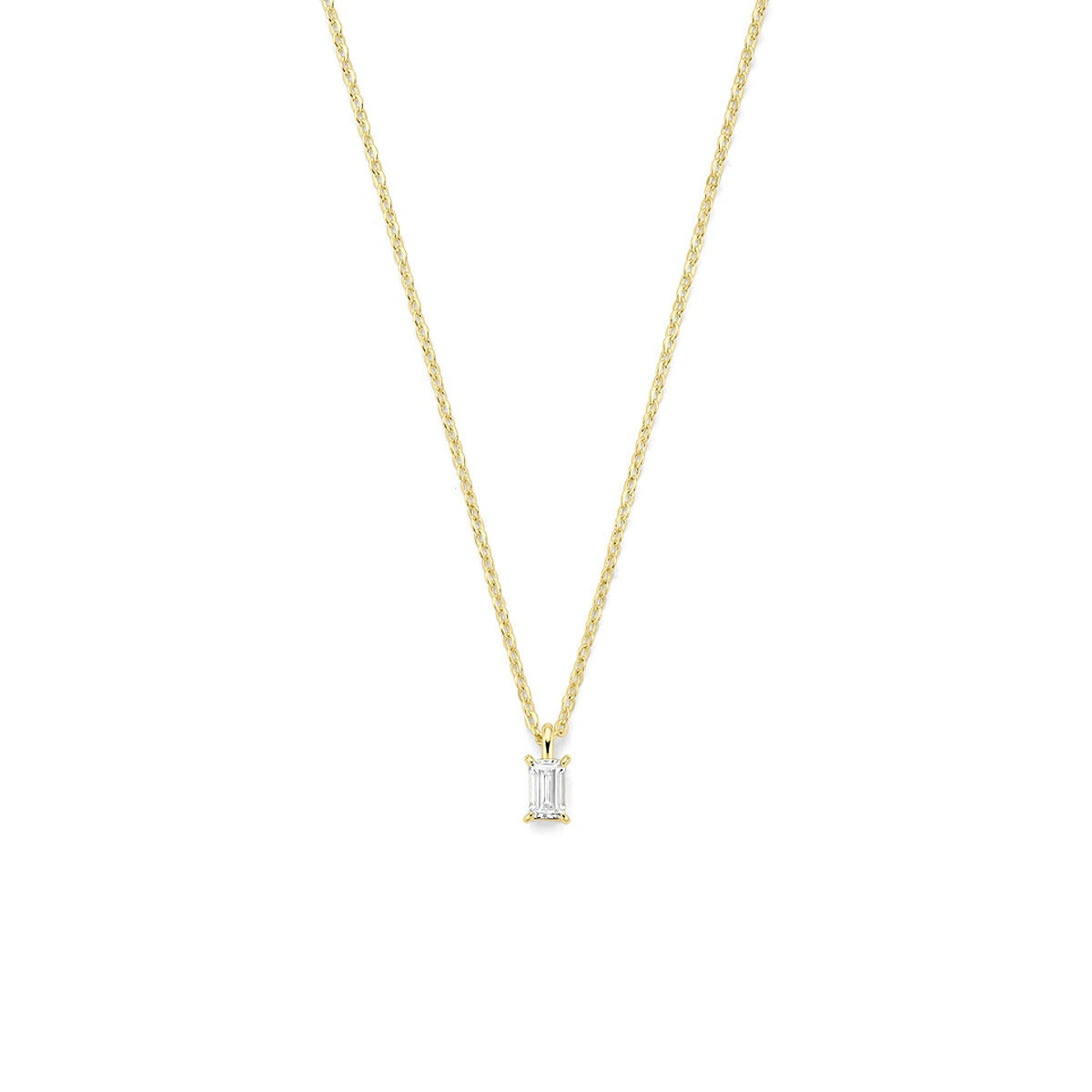 Vergoldete 925 Silberkette mit Zirkonia-Anhänger in rechteckiger Form