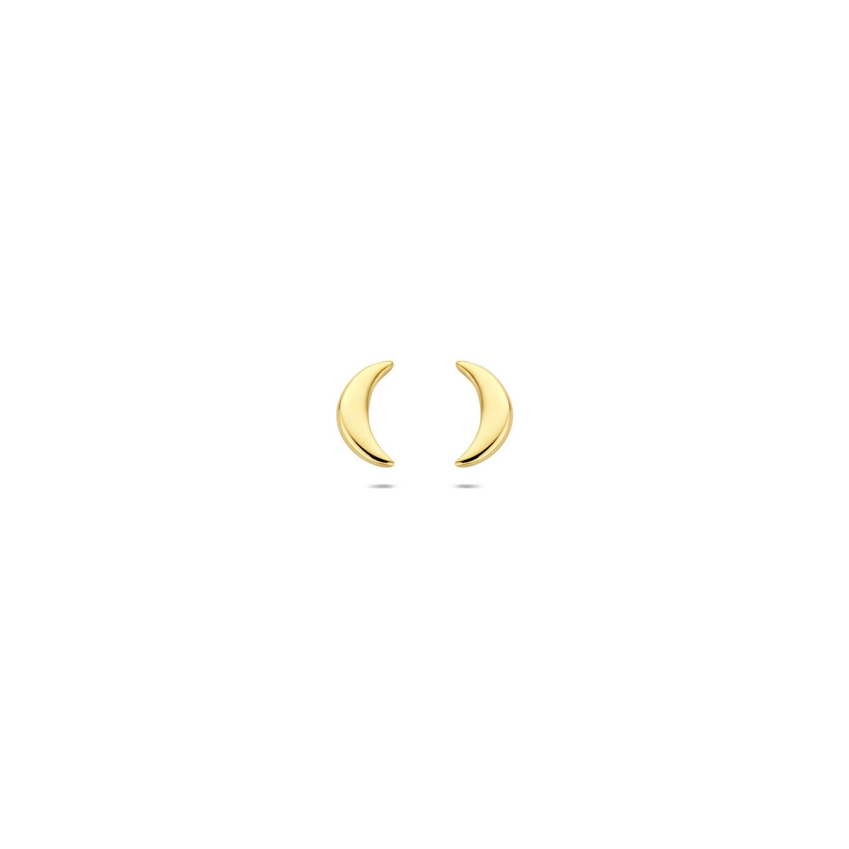 14k Ohrstecker in Maanform aus gelbem Gold mit glänzender Oberfläche