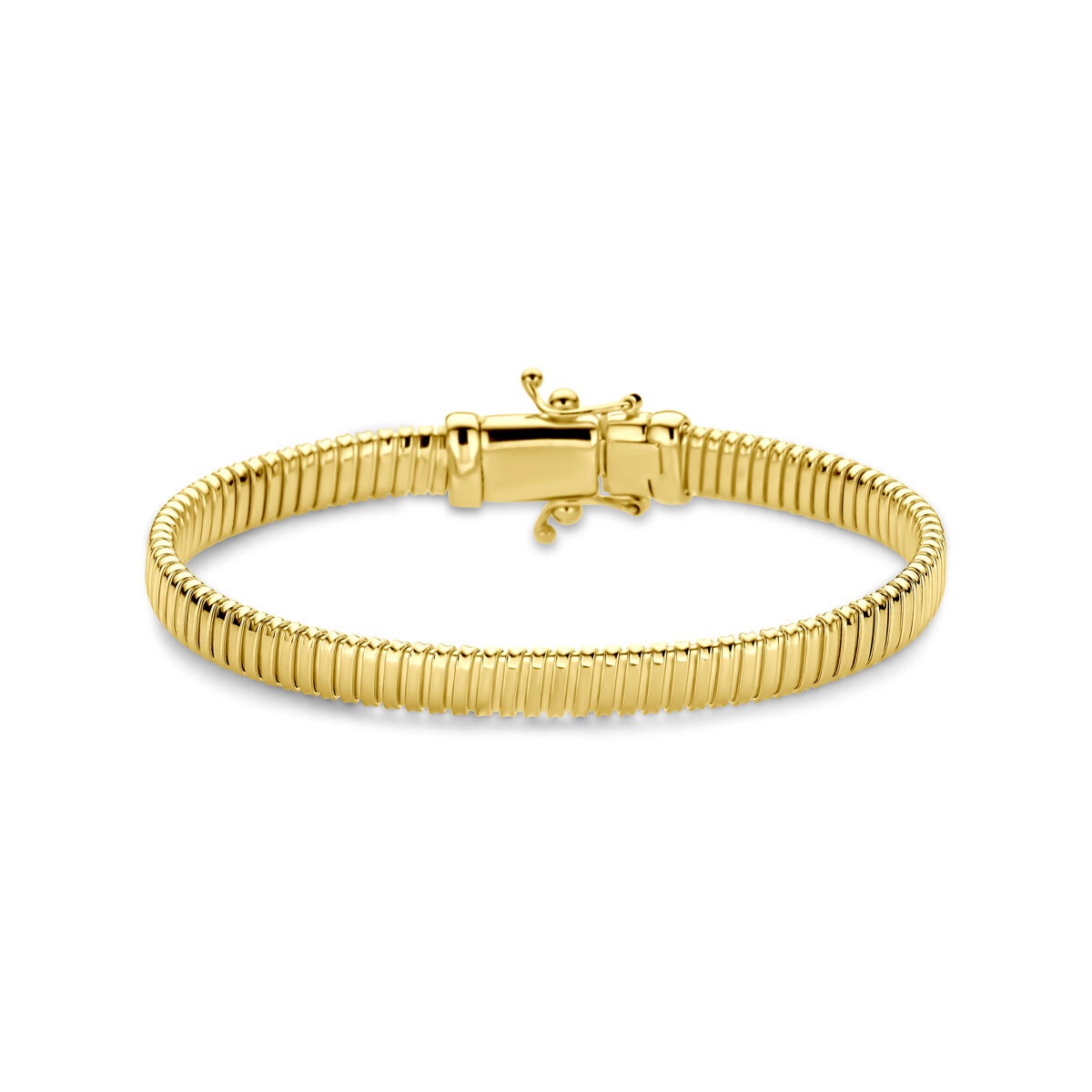 14k gelbgoldene Damenarmband mit Tubogas-Schließe und 6 mm breiten Gliedern