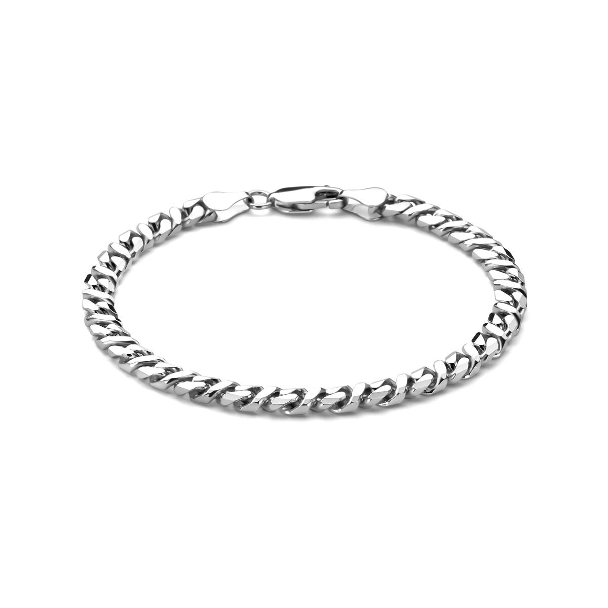 Herrenarmband aus rhodiniertem Silber mit 5,2 mm breiten Gourmette-Gliedern
