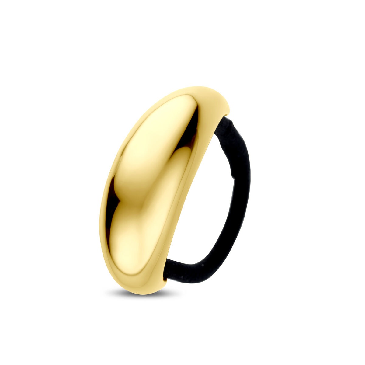 Stahl-Haar-Cuff mit ionisierter Beschichtung in Gold, 48 mm, mit schwarzem Gummiband
