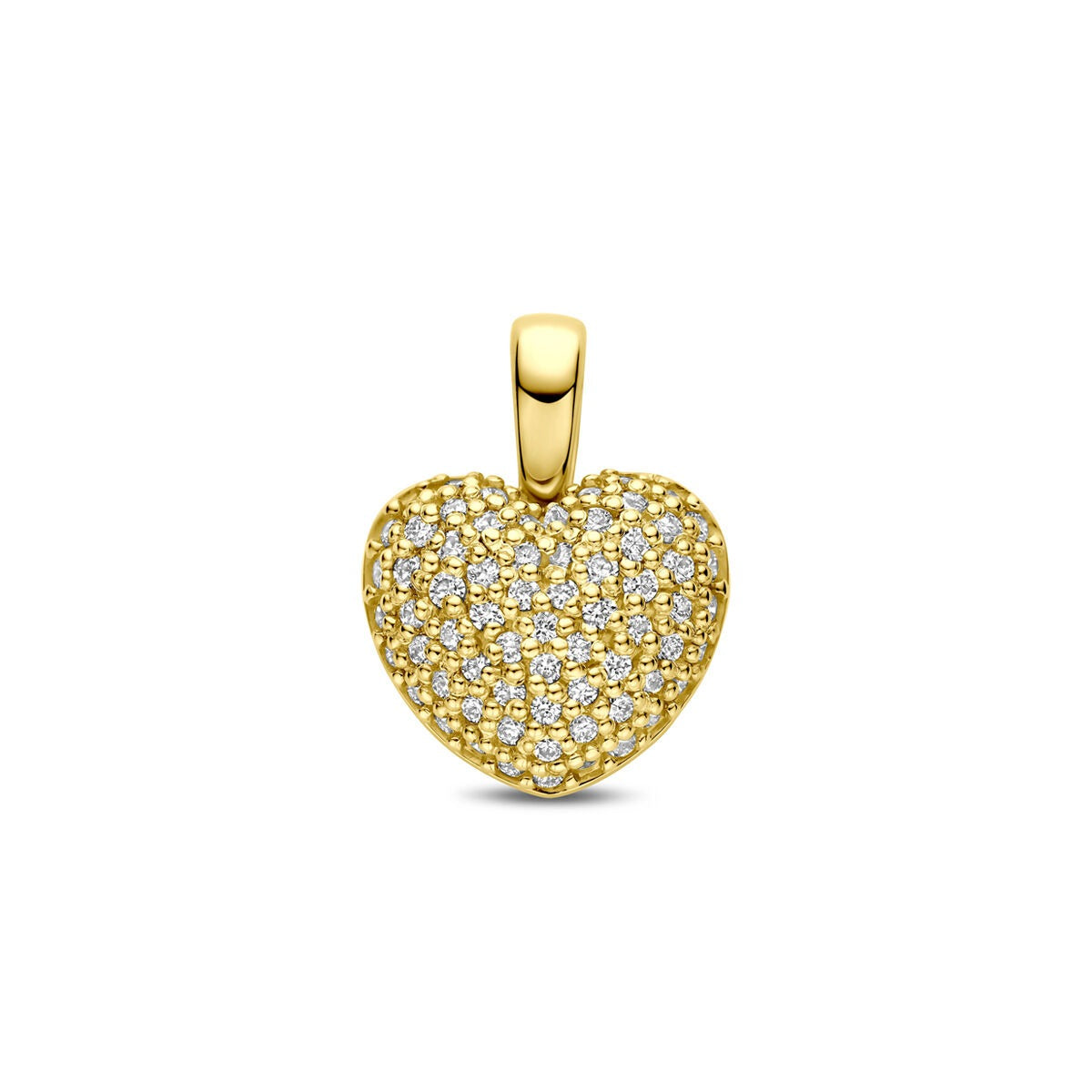 Herzanhänger aus 14k Gelbgold mit lab-grown Diamanten, besetzt mit funkelnden Steinen