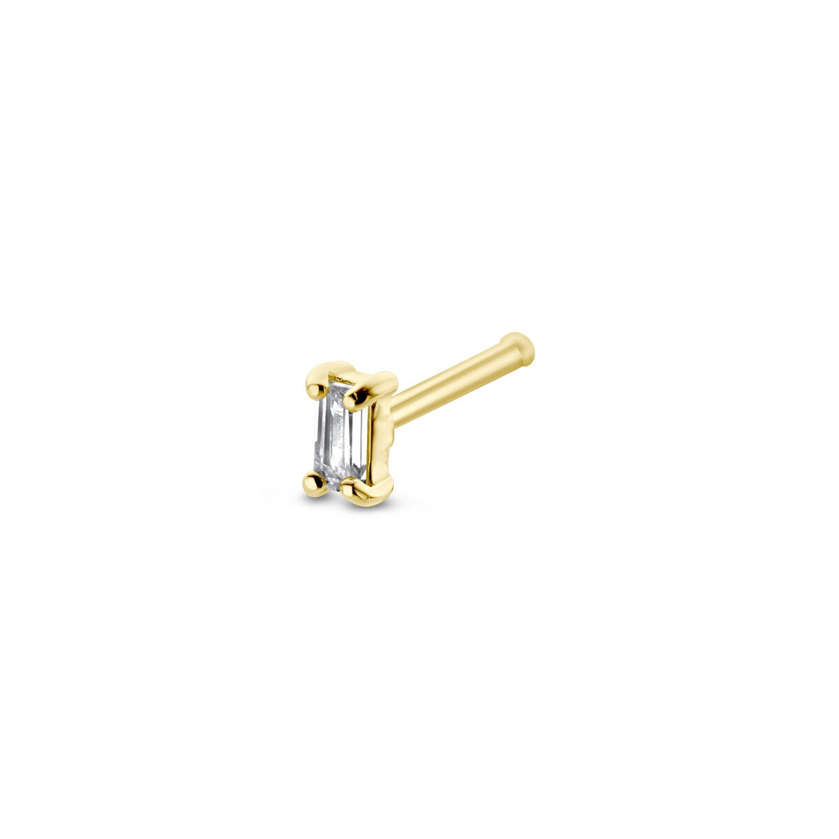 14k gelbgoldenes Nasenpiercing mit baguetteförmigem Zirkonia