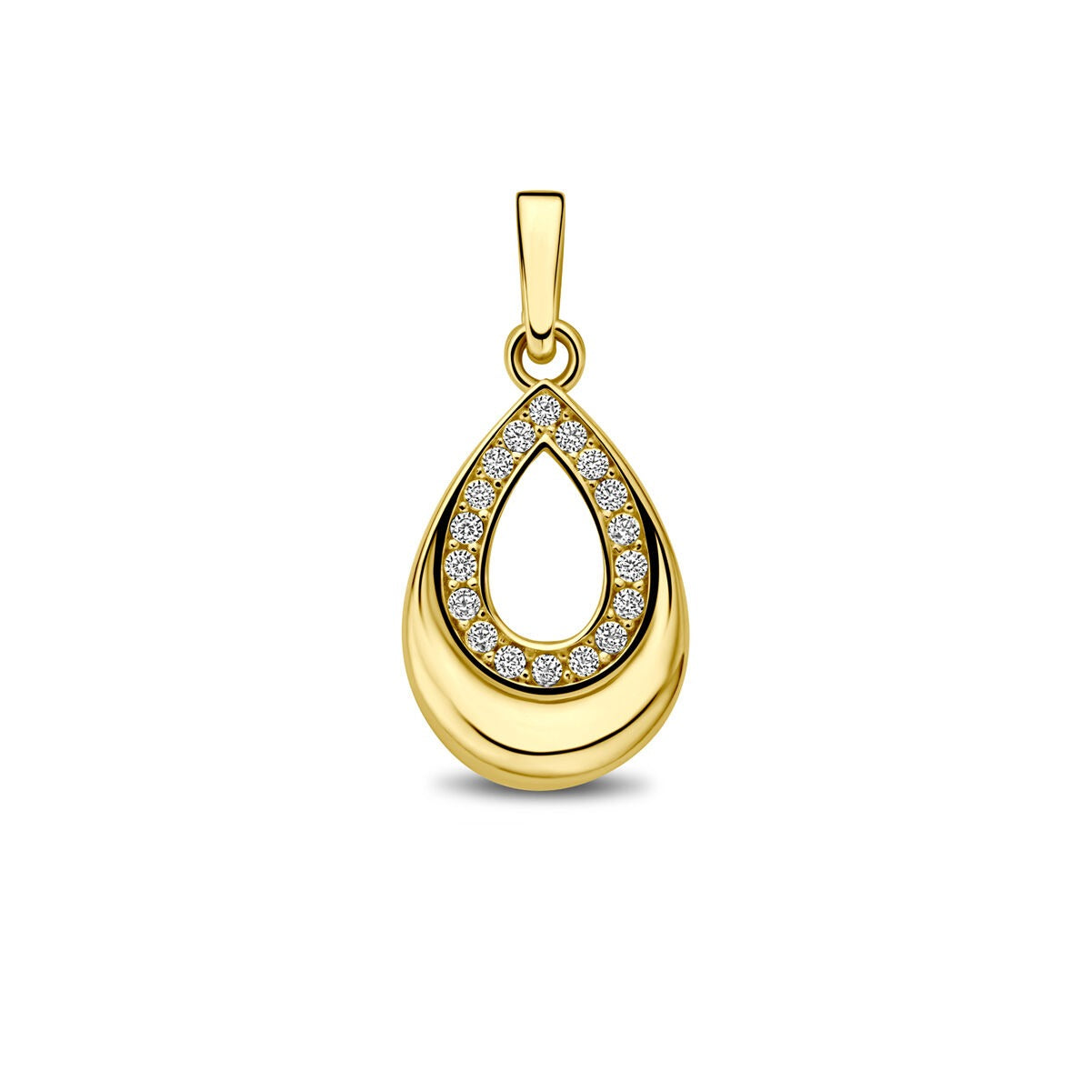 Hänger aus 9k Gelbgold in Tropfenform mit Zirkonia-Steinen
