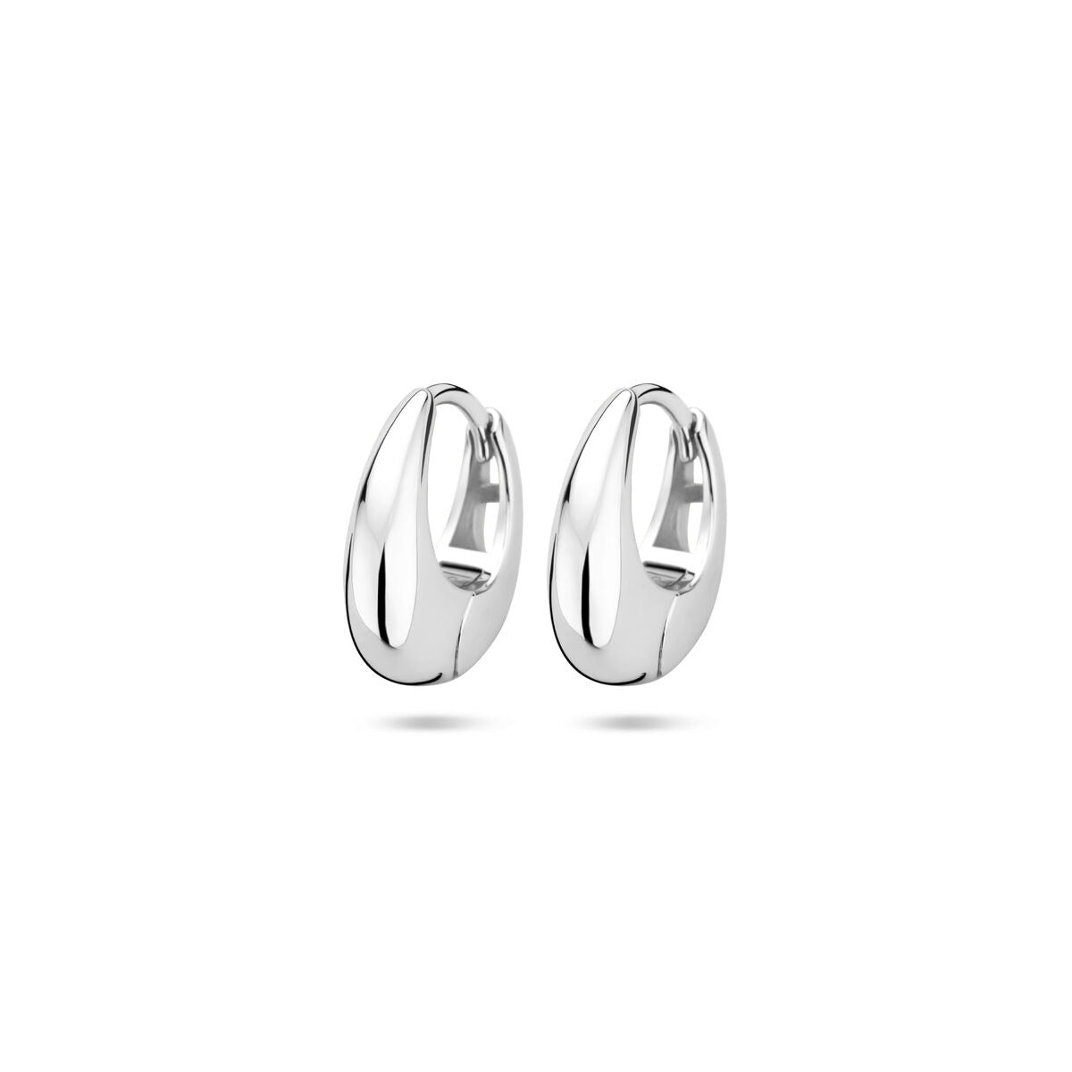 Klapp-Ohrringe aus rhodiniertem 925 Silber mit ovaler Form, Größe 13,5 x 4,5 mm