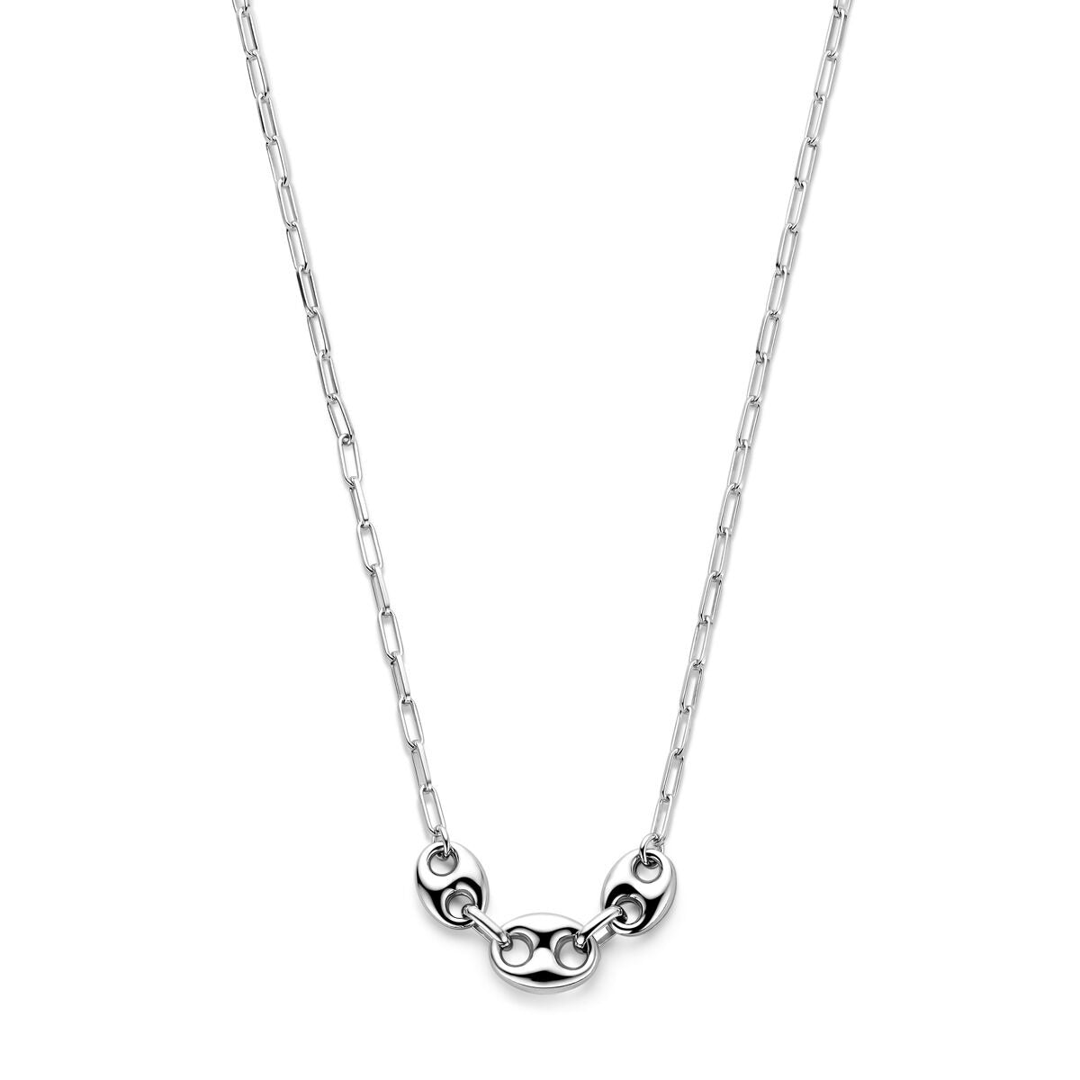 Zilbernes Collier mit Kaffeebohnenschlinken und filigranem Design