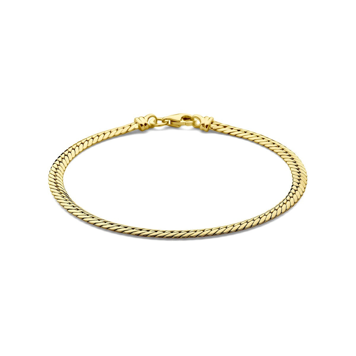 14k Gelbgoldene Gourmette-Armband für Damen mit geflochtenem Design