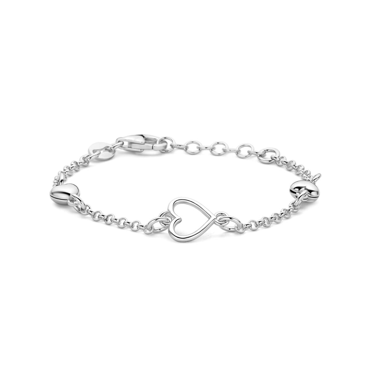 Armband aus rhodiniertem 925 Silber mit Herz-Design und kleinen Kugeln