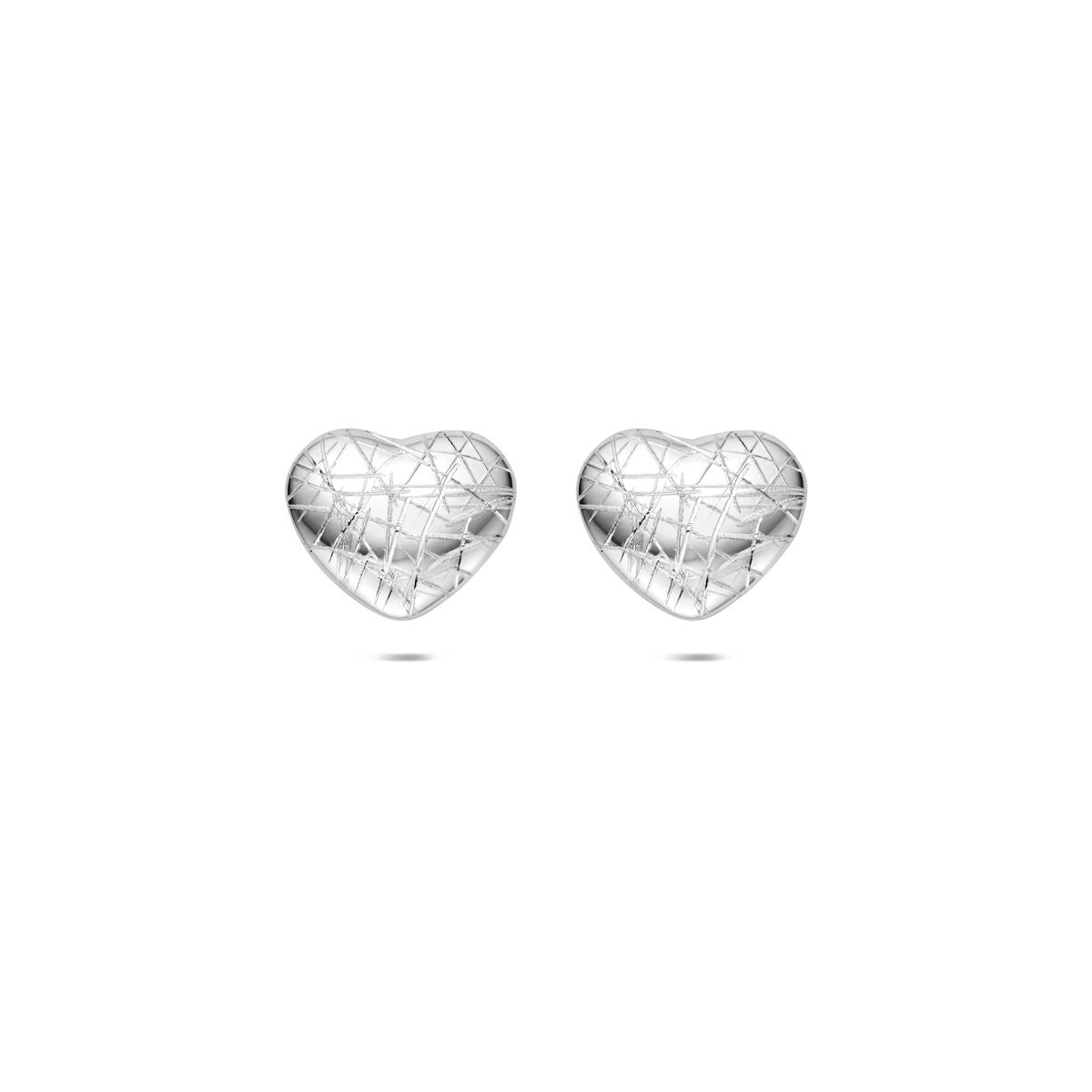 Gerhodineerte 925 Silber Ohrstecker in Herzform mit filigranem Muster