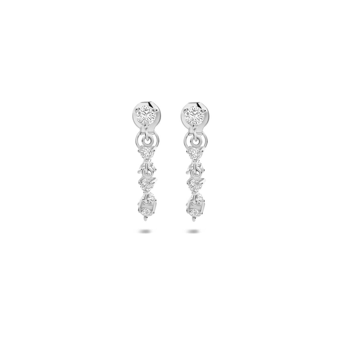 Gerhodineerde silberne Ohrringe mit Zirkonia, 40 mm lange Damen-Ohrhänger in brillantem Chaton-Setting