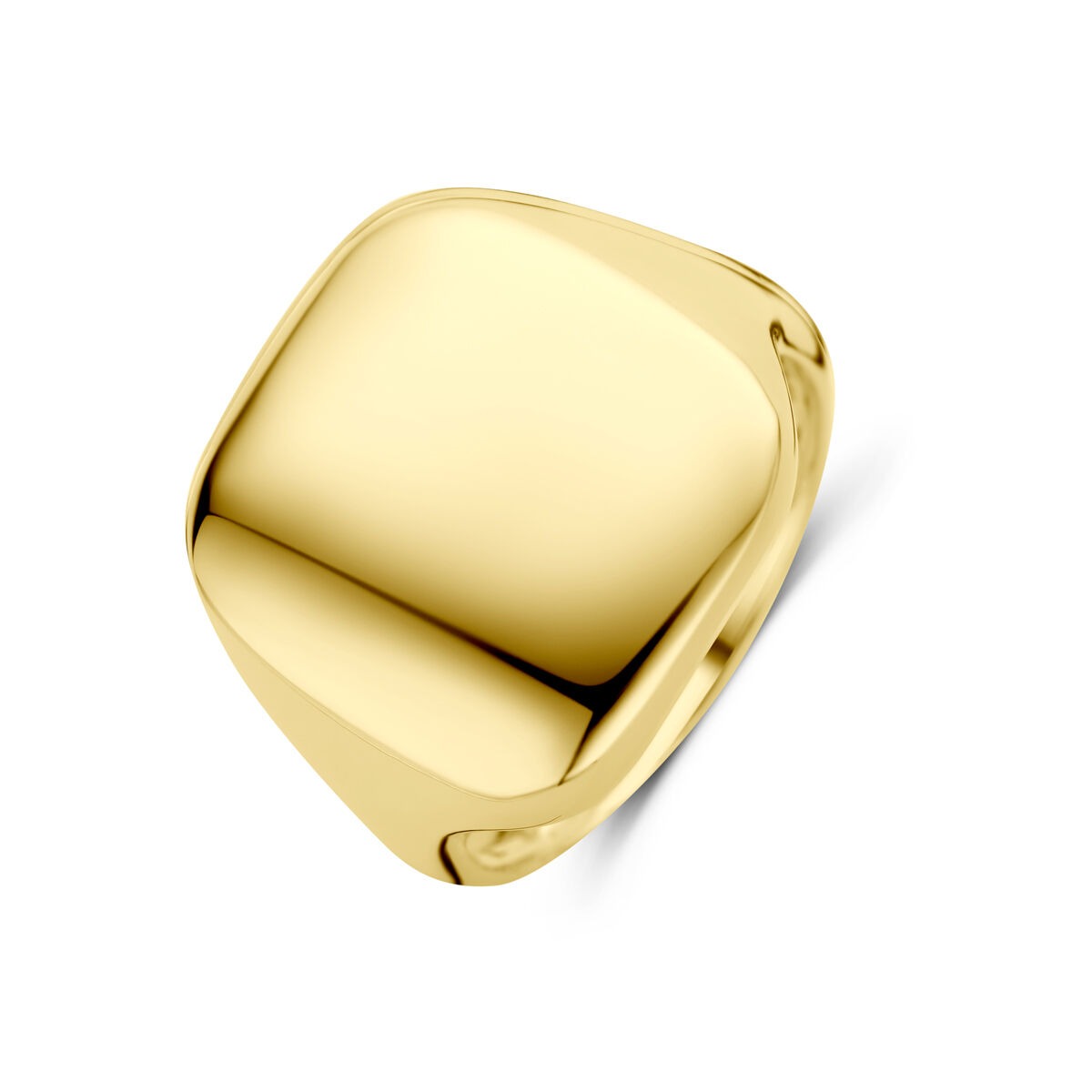 Ring aus 14k Gelbgold mit glatter, abgerundeter Oberfläche und quadratischer Form