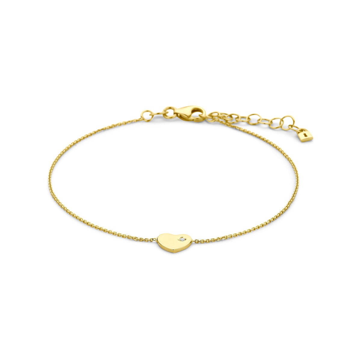 Armband aus 9k Gelbgold mit herzförmigem Anhänger und Zirkonia