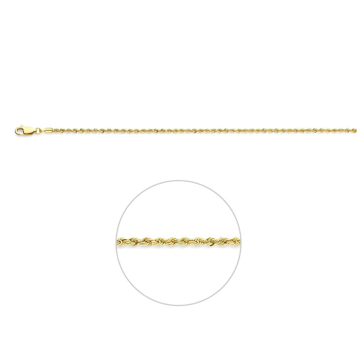 Fußkettchenschnur 2,0 mm 26 - 28 cm 14K Gelbgold
