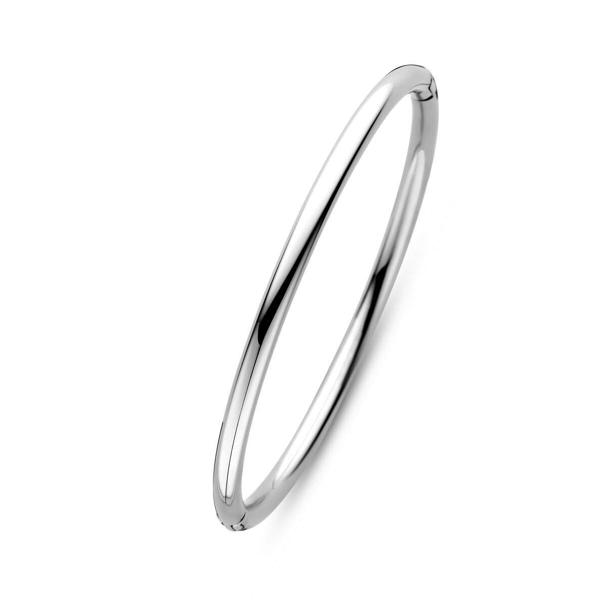 Damen-Armreif aus Stahl mit Scharnier, silberfarben, 4 mm, 60 mm
