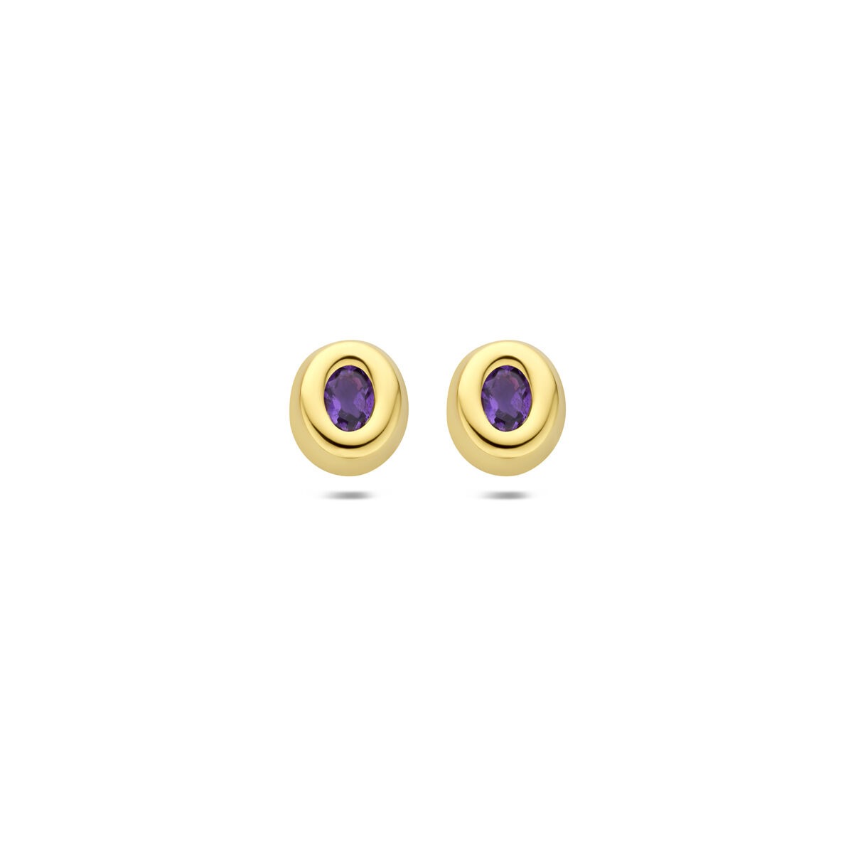 Ohrstecker aus 9-karätigem Gelbgold mit ovalem Amethyst in der Mitte