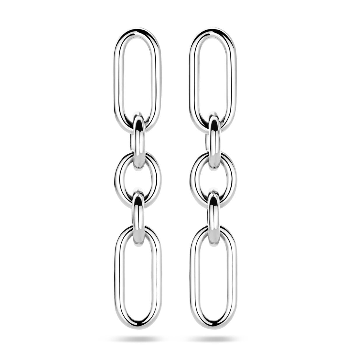 Gerhodineerte Ohrringe aus 925 Silber mit schlichten Gliedern, 48 mm hoch