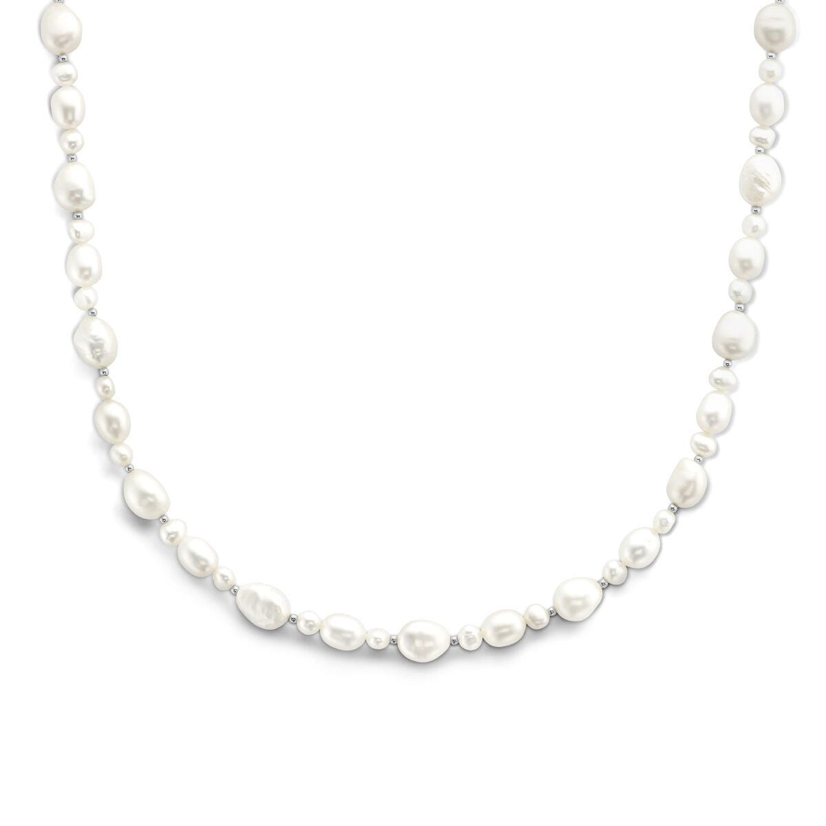 Kette aus Silber mit Süßwasserperlen und Karabinerverschluss