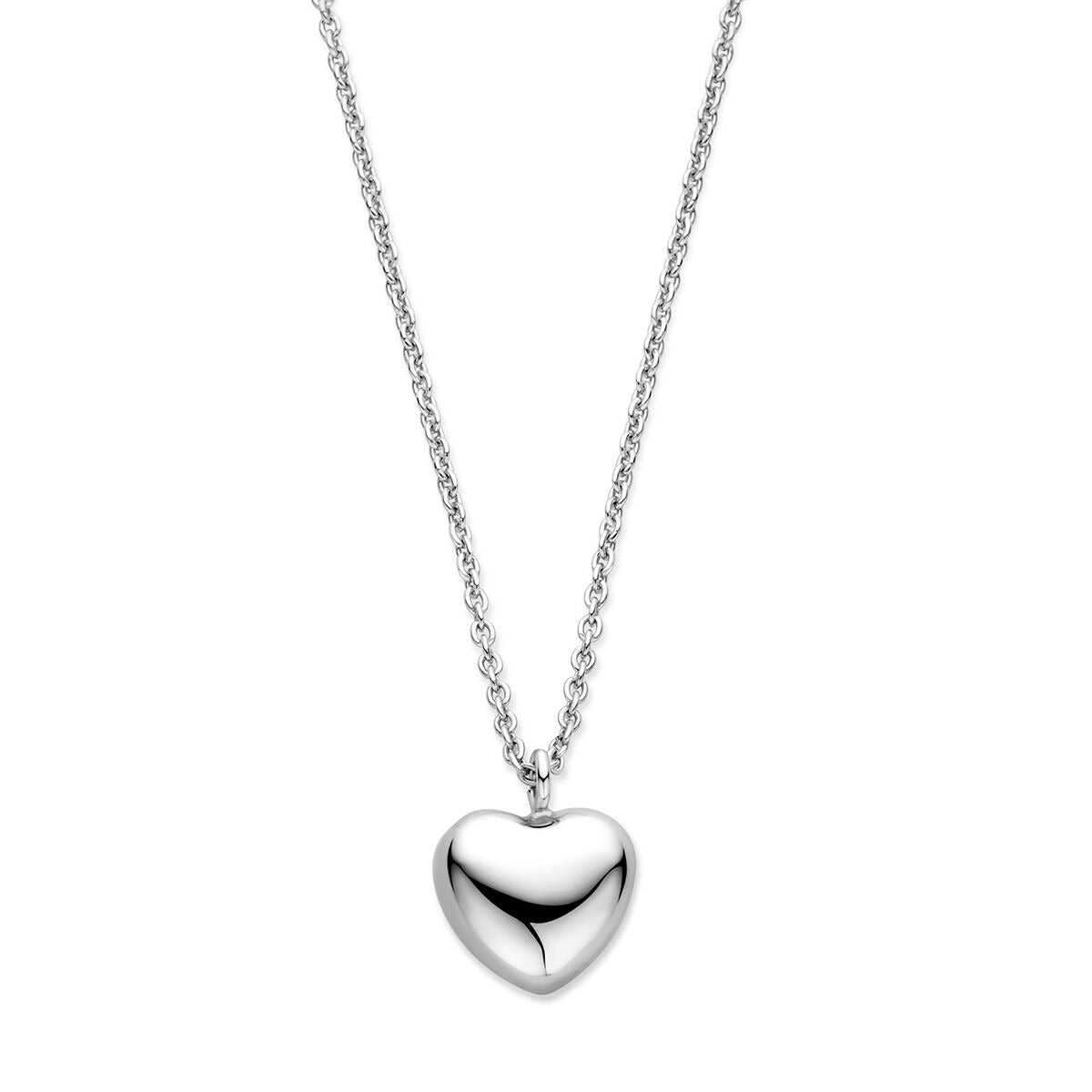 Silberne Kette mit herzförmigem Anhänger und rhodiniertem Collier