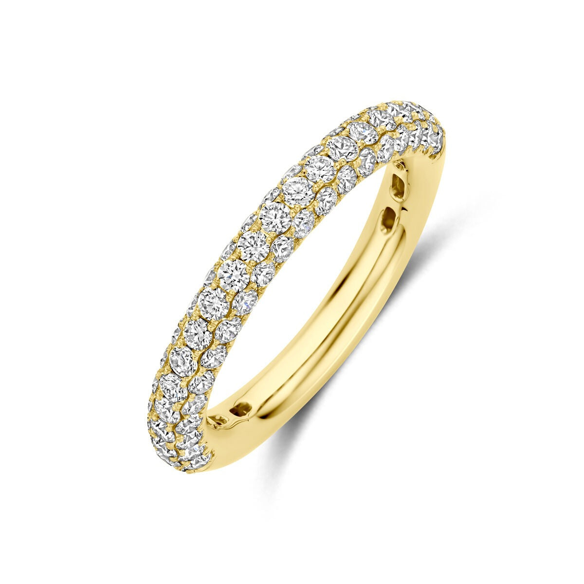 Ring aus 14k Gelbgold mit 1,24 ct Diamanten, vollständig mit kleinen Steinen besetzt