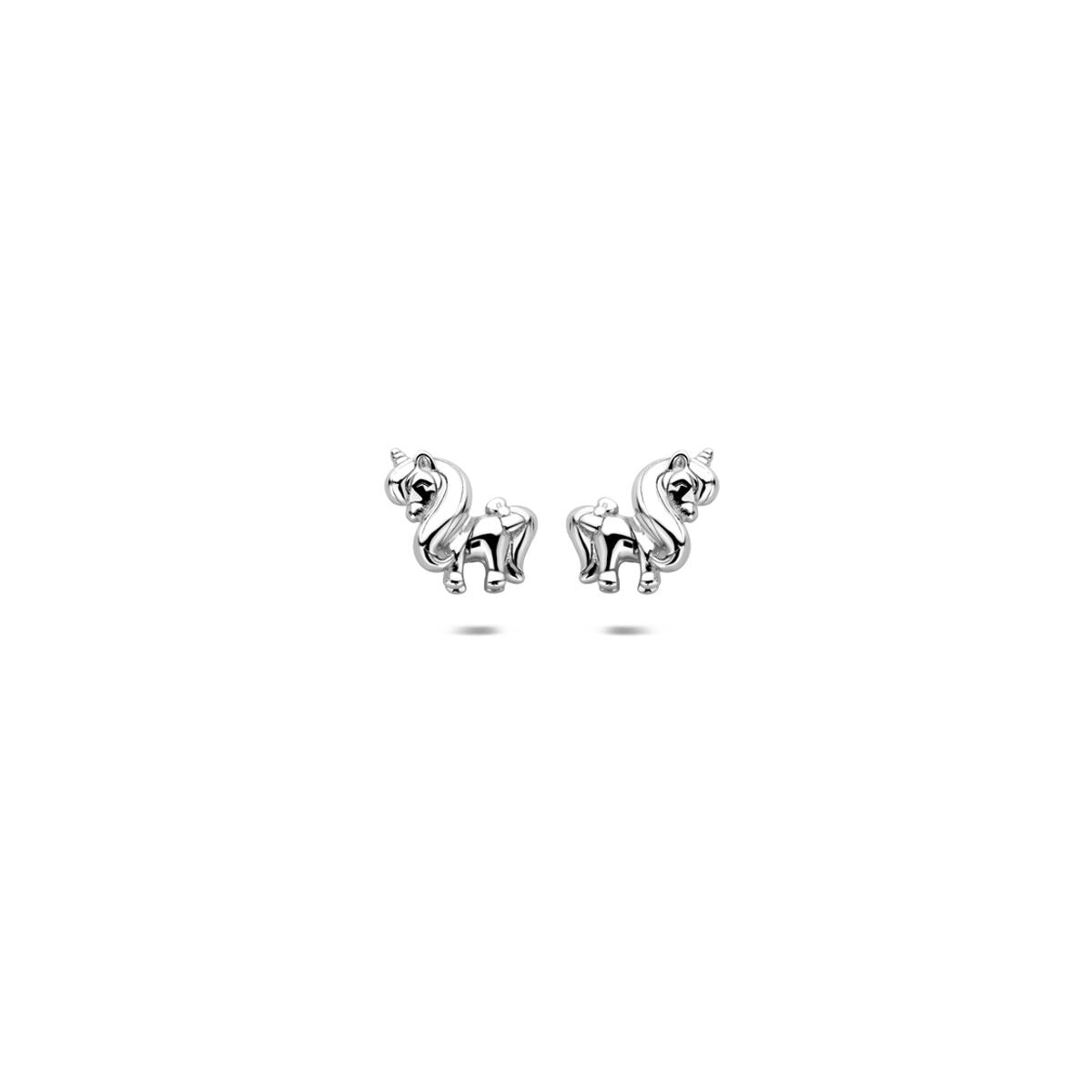 Kinder Ohrstecker in Form von Einhörnern aus Silber, 5,5 x 6,5 mm