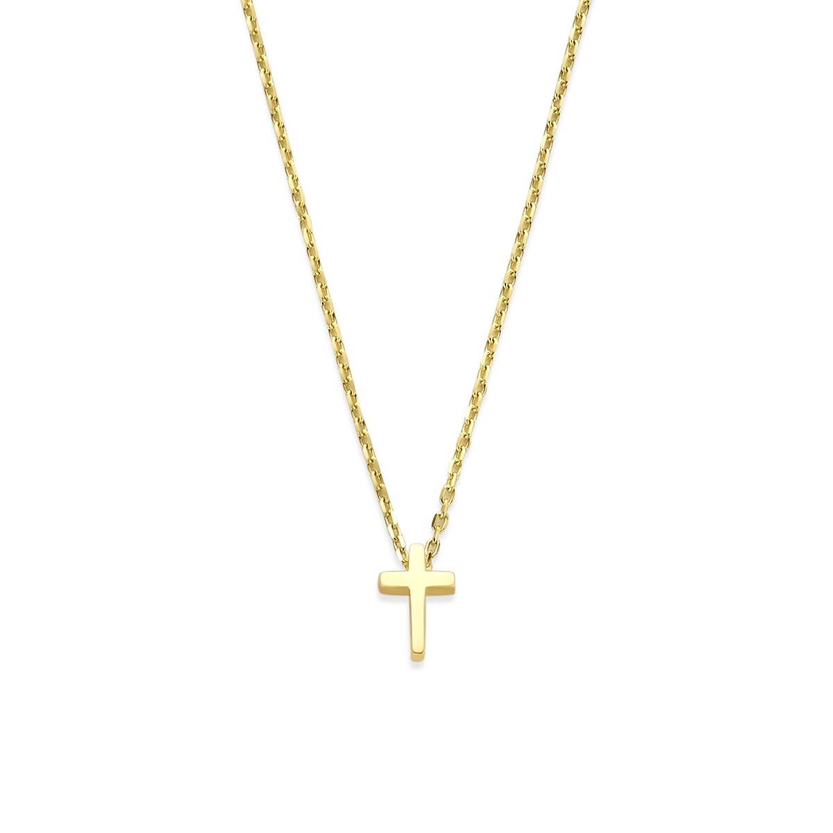 Collier aus 9 Karat Gelbgold mit schlichtem Kreuzanhänger an einer feinen Kette