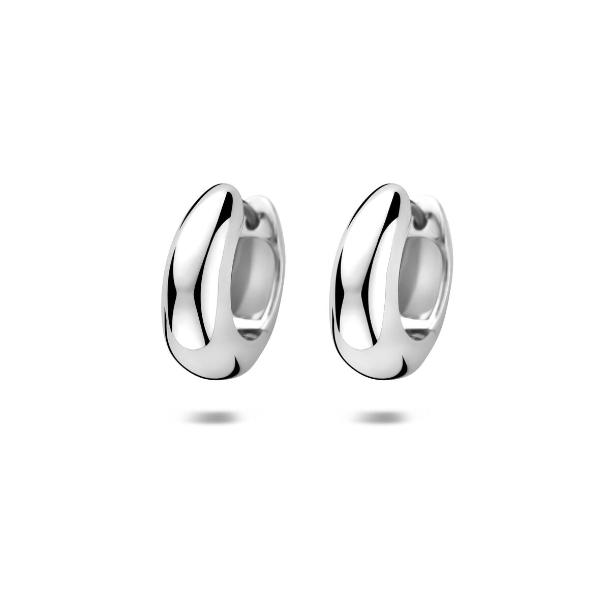 Elegante Klapp-Ohrringe aus rhodiniertem Silber mit geschwungener Form und Scharnierverschluss