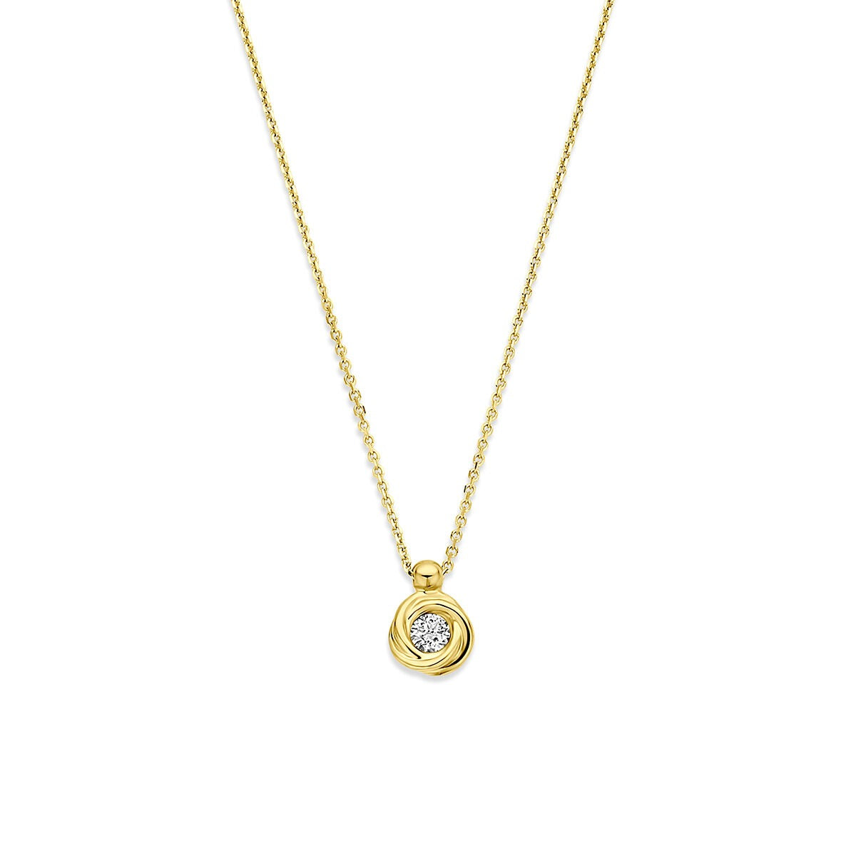 14k gelbgoldene Kette mit lab-grown Diamant in runder Fassung