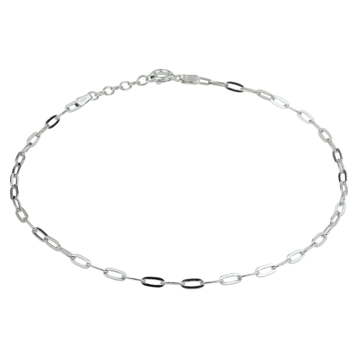 Silbernes Fußkettchen mit Paperclip-Gliedern aus rhodiniertem 925 Silber